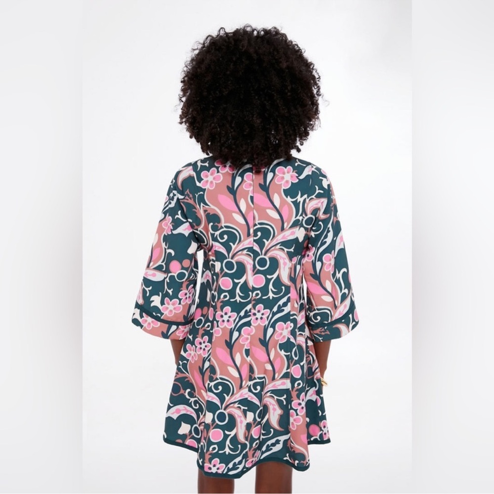 Tuckernuck Pink and Teal Printed A-Line Mini Dress - Picture 3 of 9